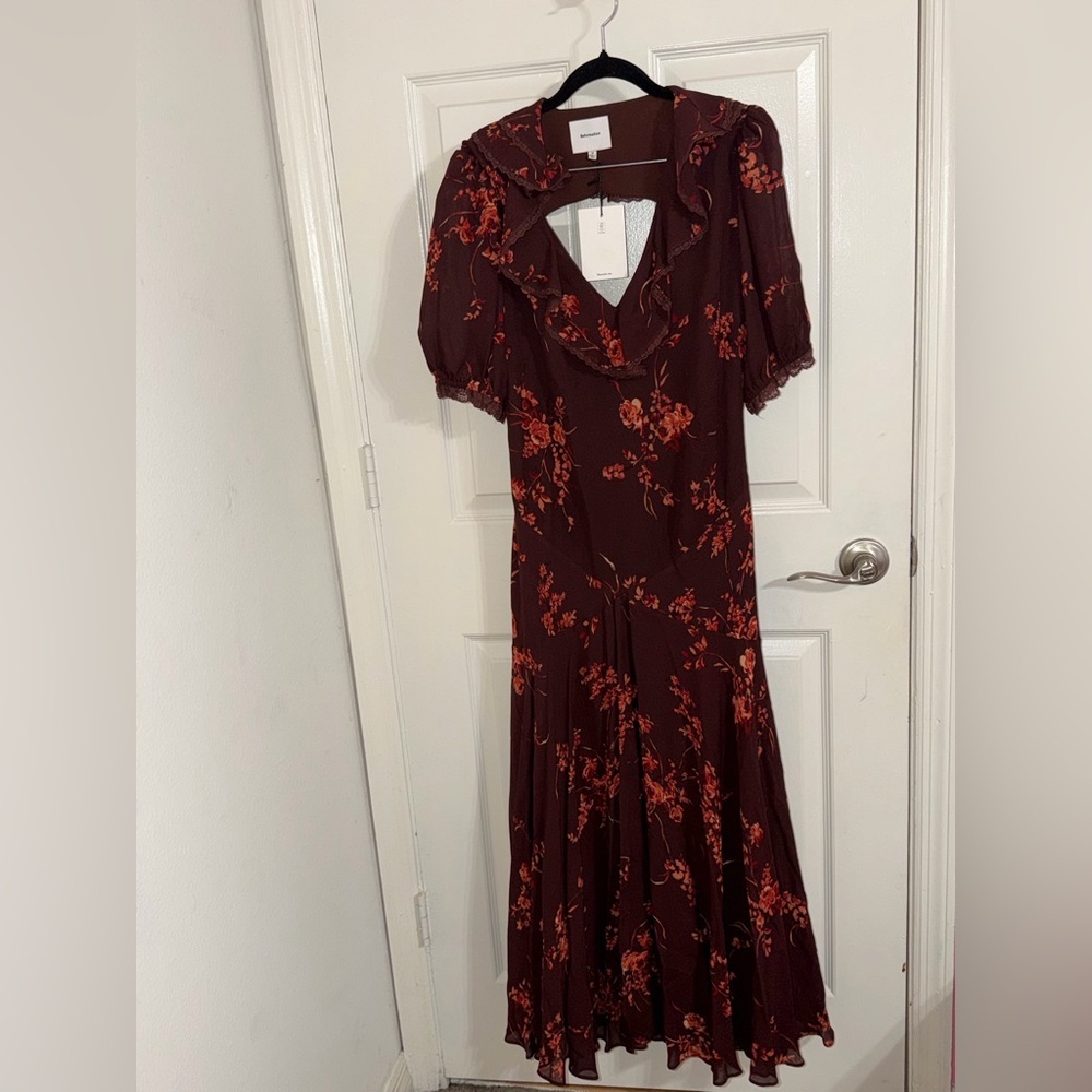 Reformation Brown Floral Midi Dress - Picture 3 of 5